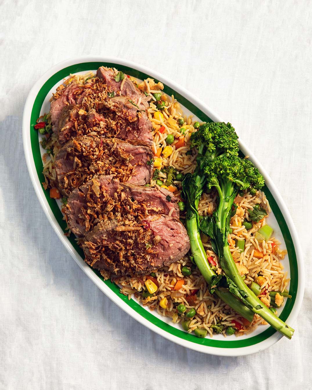 Eye Fillet Beef with Vegetarian Fried Rice