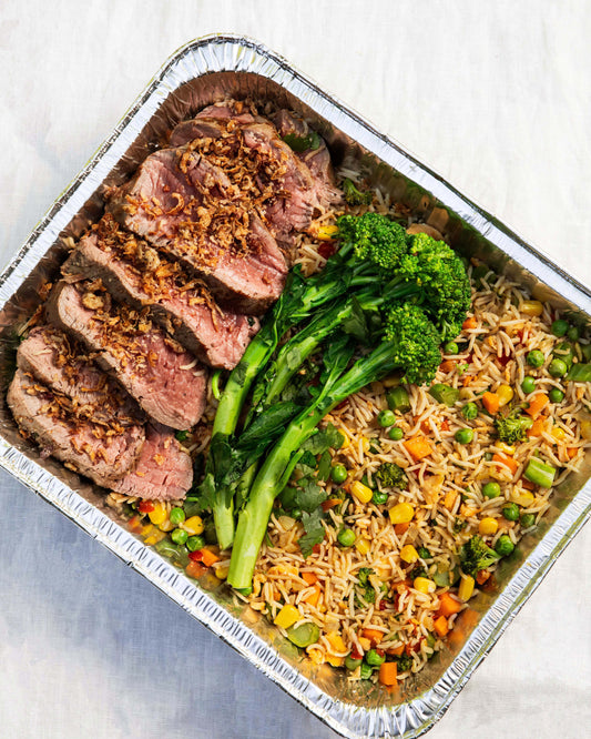 Eye Fillet Beef with Vegetarian Fried Rice